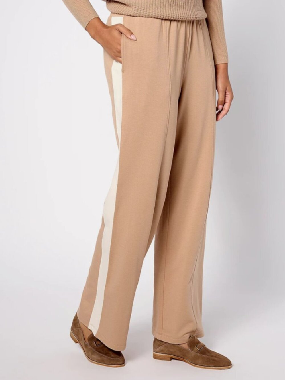 Studio Park x Kerstin Lindquist Side Stripe Knit Pant Casual Tan Hazel 3X